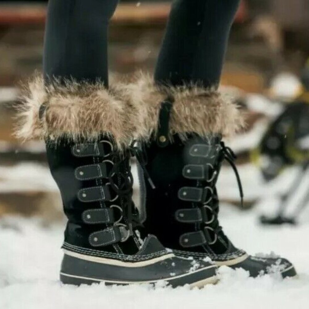 Sorel Women's Black Joan of Arctic Suede‎ Waterproof Winter Boots Size US 7